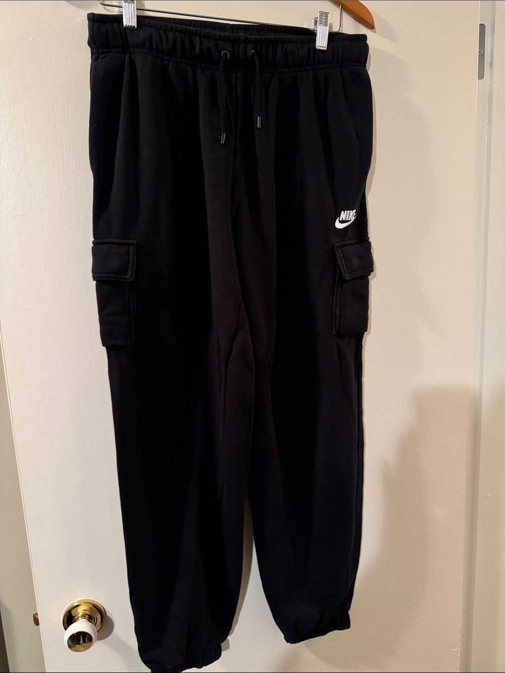 Nike Black Cargo Jogger Pants with White Logo